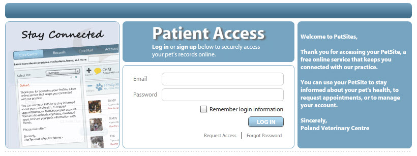 PetSites Secure Medical Record Access Telehealth